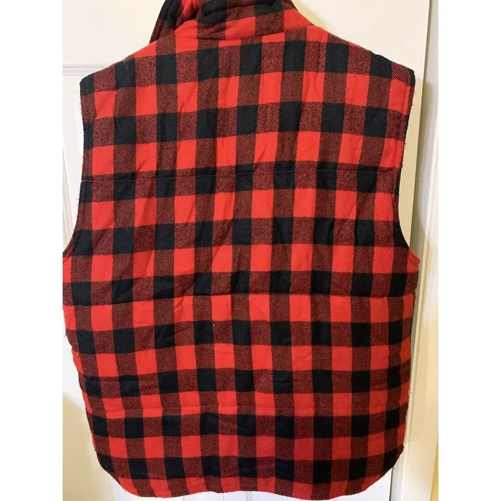 SPORTSMAN’S CHOICE Men’s‎ Sz L plaid hunting vest vtg black & red plaid outdoors